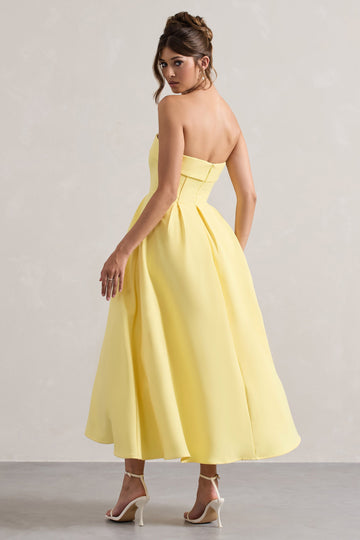Annalise Lemon Bandeau Skater Midi Dress